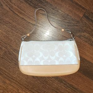 Tan and White Coach Small Purse
